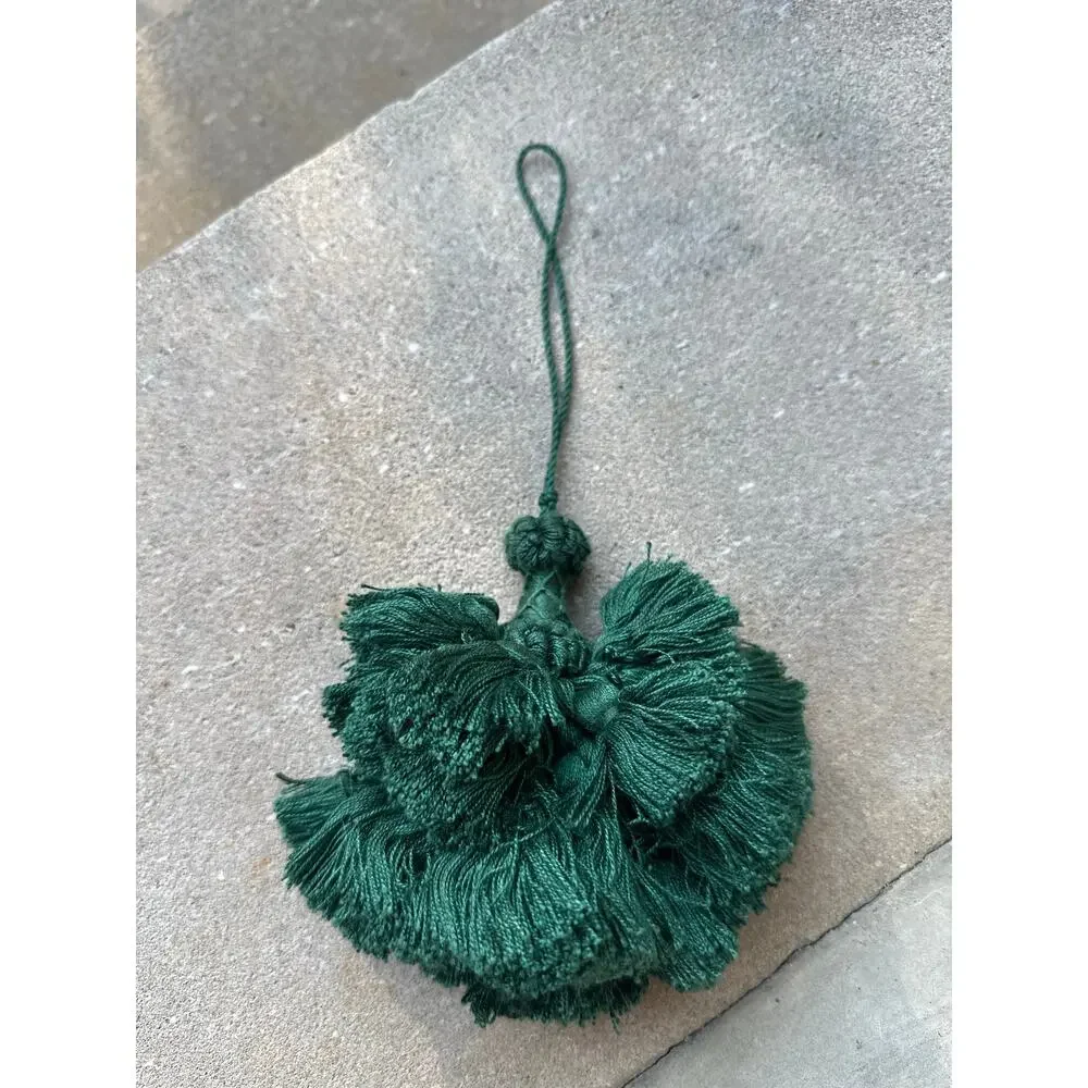 French Tassel Furniture Key Fob emerald Green Cotton *Shabby Chic Vintage